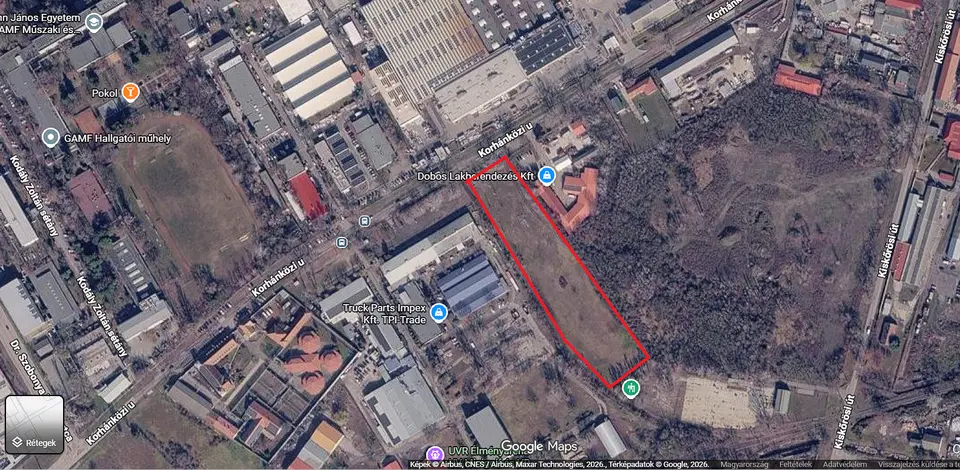 KECSKEMÉT, KÓRHÁNKÖZI ÚT MENTÉN elhelyezkedő fejlesztési telek eladó.